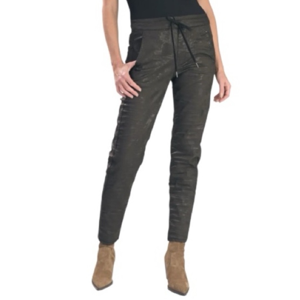 Alembika Floral Iconic Stretch Jeans Chocolate Brown Size 5 US 14-16 NWT